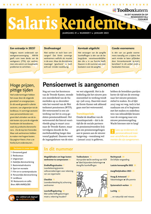 Rendement Uitgeverij - Salaris Rendement 2023-01 - Pagina 1